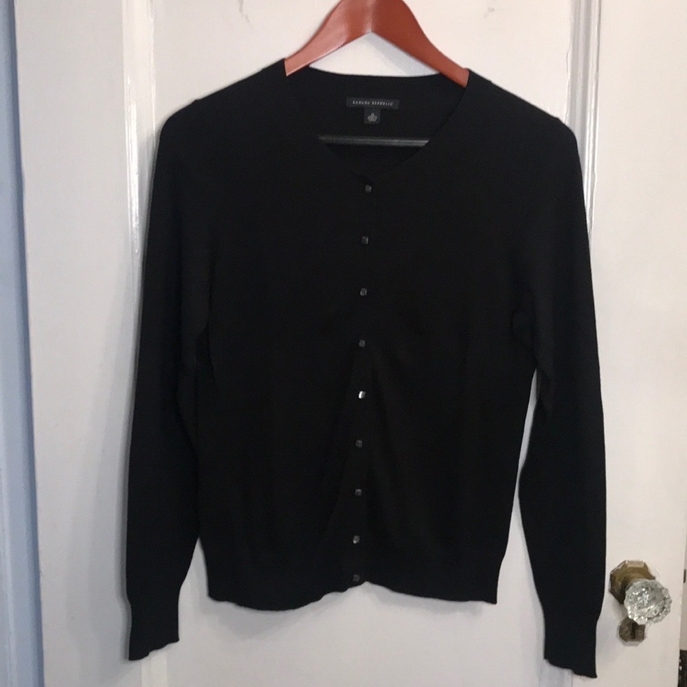 Banana Republic Silk Blend Black Cardigan, Size M